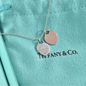 Tiffany & Co. Silver and Rose Gold Heart Necklace